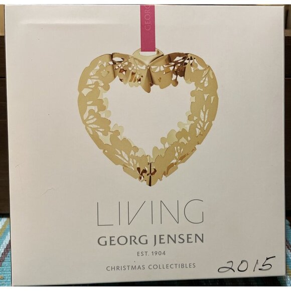 Georg Jensen 2015 Heart Unites With Mistletoe Christmas Ornament Box Denmark - Picture 4 of 5